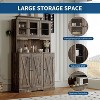 71" Tall Pantry Cabinet with Charging Station, Farmhouse Kitchen Hutch with Microwave Stand and Open Countertop for Living Room or Dining Room - 3 of 4