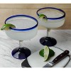 Dos Sueños Mexican Hand Blown  Margarita Glasses - Blue Rim - 16oz - Set of 4 - 3 of 4
