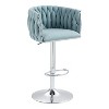 VYNXARIA Set of 2 360¡ãFabric Swivel Bar Stools , Adjustable Counter Height Bar Chairs with Woven Back, Bar Stools for Kitchen Island, Cafe, Pub,Blue - 3 of 4