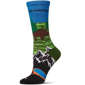 Memoi Women's Yellowstone Rayon From Bamboo Crew Socks Blue Topaz 9-11 - 1 of 3