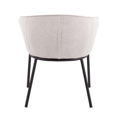 Cream Upholstered Arm Chair with Black Steel Frame