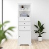 Tall Corner Storage Cabinet with 3 Drawers, Adjustable Shelf & Door, Triangular MDF Organizer for Bathroom - 4 of 4