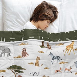 Sweet Jojo Designs Boy Girl Unisex Gender Neutral Toddler Weighted Blanket 5lbs. for Kids Jungle Multicolor - 1 of 4