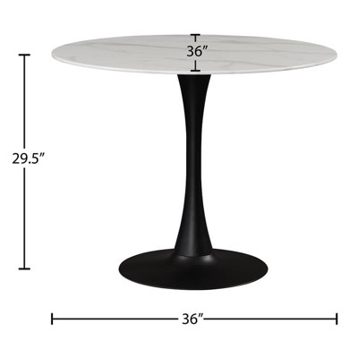 Tulip 36'' Round Faux Marble Dining Table with Matte Black Base