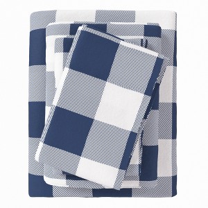 100% Cotton Plaid & Stripe Flannel Sheet Set - Great Bay Home - 1 of 4