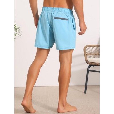 INSPIRE CHIC Men's Solid Drawstring Waist Stretch Liner Pool Beach Shorts 2 Packs 2 Light Blue 28 — фото 3
