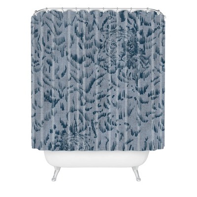 Pattern State Tiger Sketch Shower Curtain Blue - Deny Designs