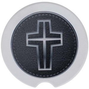 Dicksons Cross Black and Silver Tone 2.5 Inch Ceramic Car Coasters Pack of 2 - 1 of 2
