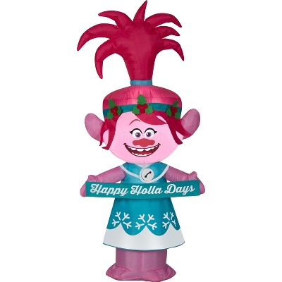 Gemmy Christmas Airblown Inflatable Poppy in Holiday Outfit w/Banner Universal, 4 ft Tall, Pink