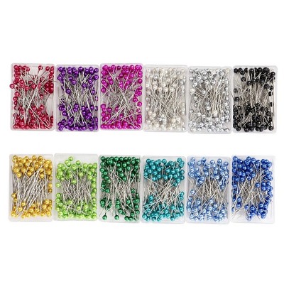 480Pcs Dressmaking Sewing Pin Straight Pins Round Head Color Pearl Corsage _CH