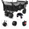 VisioGear Collapsible Wagon with Removable Canopy, Folding Wagon Cart with Cooler Bag, for Camping Beach Shopping, Black&Gray, 35"*20"*45" - 4 of 4