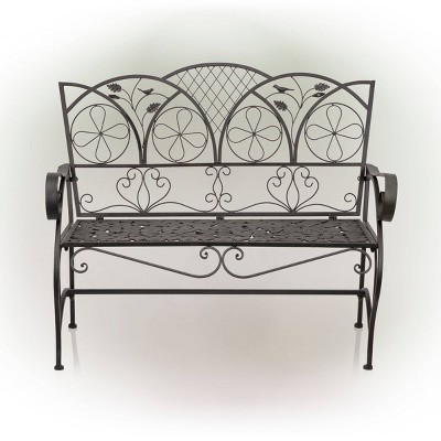 Elegant Alpine 45'' Brown Metal Garden Bench with Backrest