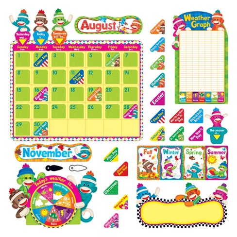 TREND Sock Monkeys Calendar Bulletin Board Set - image 1 of 3