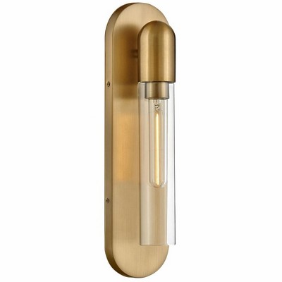 Lacquered Brass Cylinder Dimmable Wall Sconce with Clear Glass