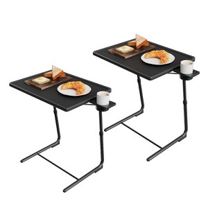 2 Pack  Adjustable TV Tray Set of 2 - TV Dinner Tray on Bed & Sofa, Comfortable TV Tray Table with 6 Height & 3 Tilt Angle Adjustments - 1 of 4