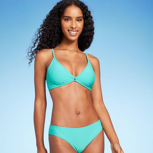 Women's Center Front Ring Triangle Bikini Top - Shade u0026 Shore™ Teal M :  Target
