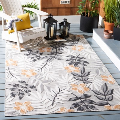 Gray Floral Synthetic Indoor/Outdoor Area Rug 6'5" x 9'6"
