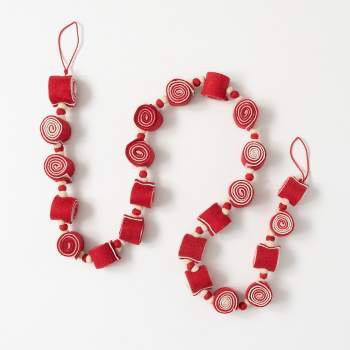 Red & White Felt Candy Garland Multicolor 68"H Wool