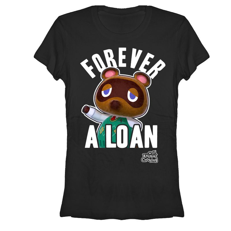 Juniors Womens Nintendo Animal Crossing Forever A Loan T-Shirt, 1 of 4