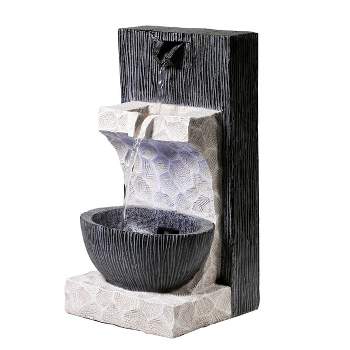 14" Modern Cascading Tabletop Fountain with LED Lights Gray - Alpine Corporation
