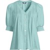 Lands' End Women's Button Pintuck Puff Sleeve Top - 3 of 4