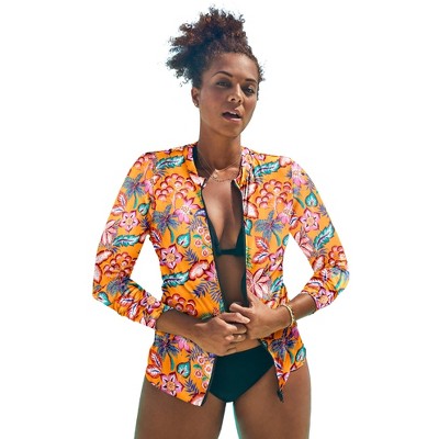 Swimsuits for All Women's Chlorine Resistant Zip Up Swim Shirt (Plus Sizes Available)