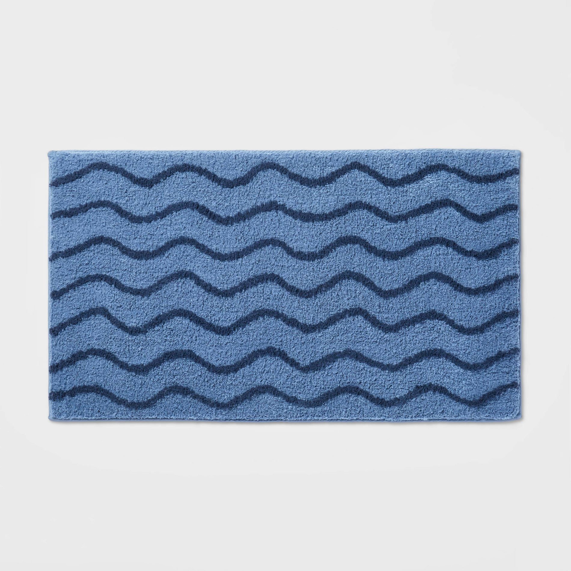Wave Kids' Bath Rug Navy - Pillowfort™: Tufted Cotton Bath Mat, 1'8"x2'10", OEKO-TEX Certified, Machine Washable