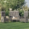 vidaXL Patio Dining Set Outdoor Table and Chair with Cushions Poly Rattan - Gray Bench + 2x Chair + Table - 2 of 4