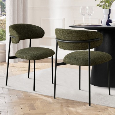 Merida Dining Chair Set of 2, Simple Design Armless Side Chairs with Metal Legs for Kitchen, Dining Room & Living Space-Maison Boucle
