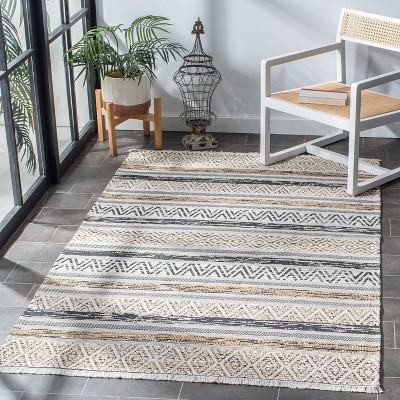 Ivory Geometric Flatweave Synthetic Rug - Easy Care 5'x7'