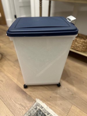 Iris Usa 47qt/35lbs Airtight Pet Food Storage Container With Casters, Navy  : Target