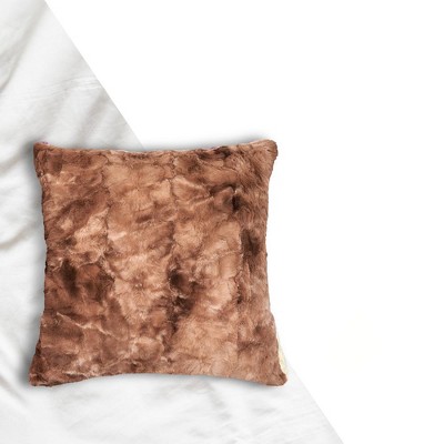 Set of 2 Brown Faux Fur 18" Throw Pillows