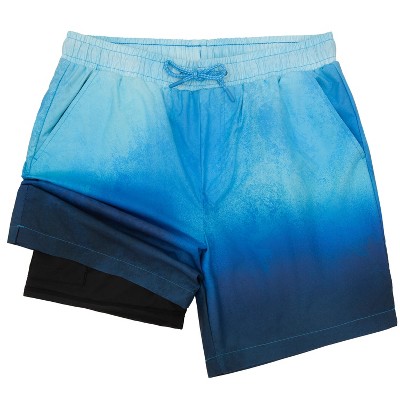 Rokka&Rolla Men's 7'' Tie Dye Swim Shorts with Compression Liner-Blue Wash, size Medium — фото 2