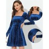 Allegra K Women's Stars Print Square Neck Vintage Velvet Mini Dress - 2 of 4