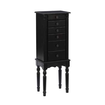 Aria Traditional Wood 6 Lined Drawer Jewelry Armoire Black - Powell