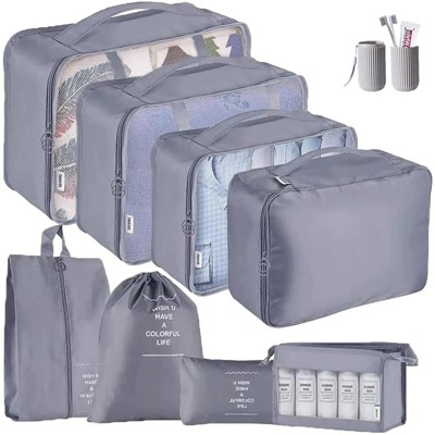 9pcs Travel Storage Bag Set,Foldable Zipper Design,Packing Bags Kit Organiser For Travel Camping