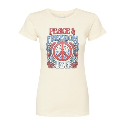 Women's - Instant Message - Peace And Freedom Fitted Graphic T-Shirt