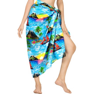 HAPPY BAY Women's Beachwear Summer Beach Wrap Bikini Wraps Swimwear Swim Cover Up Skirt Swimsuit Sarong Coverups for Women One Size Blue,Tree