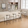 Counter Stools Set of 2, Leather Bar Stools with Back, Pedals, Metal Legs, Upholstered Counter Height Bar Chairs - 3 of 4