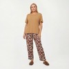 Anna-Kaci Lounge Women's 2-Piece Set Short Sleeve Knit Top and Printed Wide-Leg Pajama Pants with Soft Stretch Fabric - 3 of 4