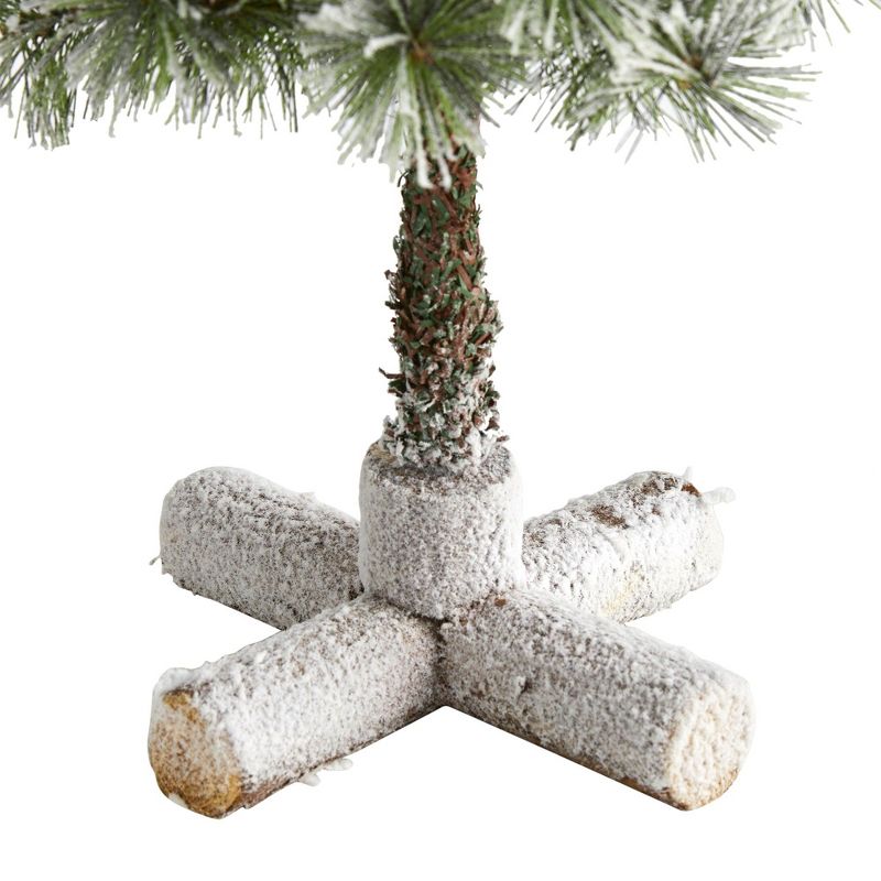 Nearly Natural 3-ft Flocked Artificial Christmas Tree Topiary with 50 Warm White LED Lights and Pine Cones, 4 of 7