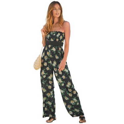 VENUS Womens Floral Strapless Jumpsuit
