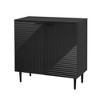 Okak  Sideboard Cabinet, Entryway Cabinet with Adjustable Shelves and Stylish Geometric Design Door, Accent Cabinet for Entryway, Living Room, Black - 4 of 4
