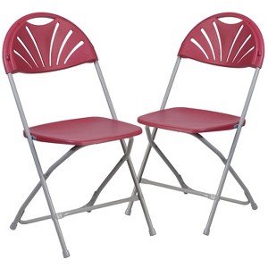 Emma and Oliver 2 Pack Wedding Party Event Fan Back Plastic Folding Chair Home Office - 1 of 4