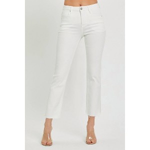 Women's High Rise Tummy Control Raw Hem Straight Jeans - RISEN - 1 of 4