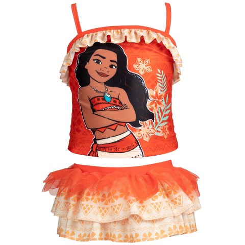 Disney Moana Little Girls Tankini Top and Skirt Orange 6