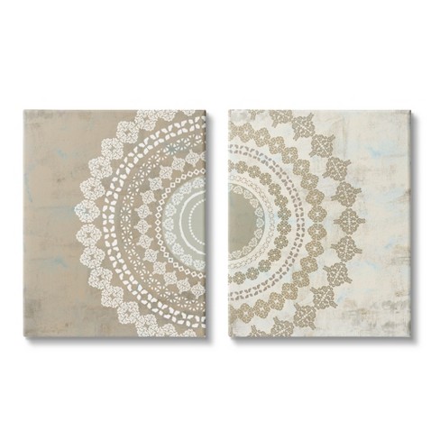 Stupell Industries Rustic Mandala Boho Pattern Canvas Wall Art, 2 ...