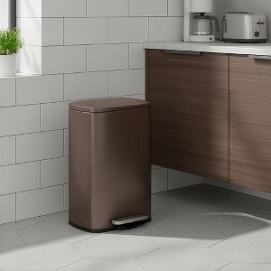 13 Gal (50 L) Trash Can, Stainless Steel Kitchen Garbage Can, Soft Close, Step-On Pedal, Removable Inner Bucket - 1 of 4