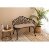 MOEPISY Patio Garden Bench Metal Park Bench Cast Aluminum Outdoor Furniture With Floral Rose For Patio - 2 of 4