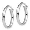 Black Bow Jewelry 3mm x 22mm (7/8 Inch) Polished 14k White Gold Oval Tube Hoop Earrings - 2 of 4